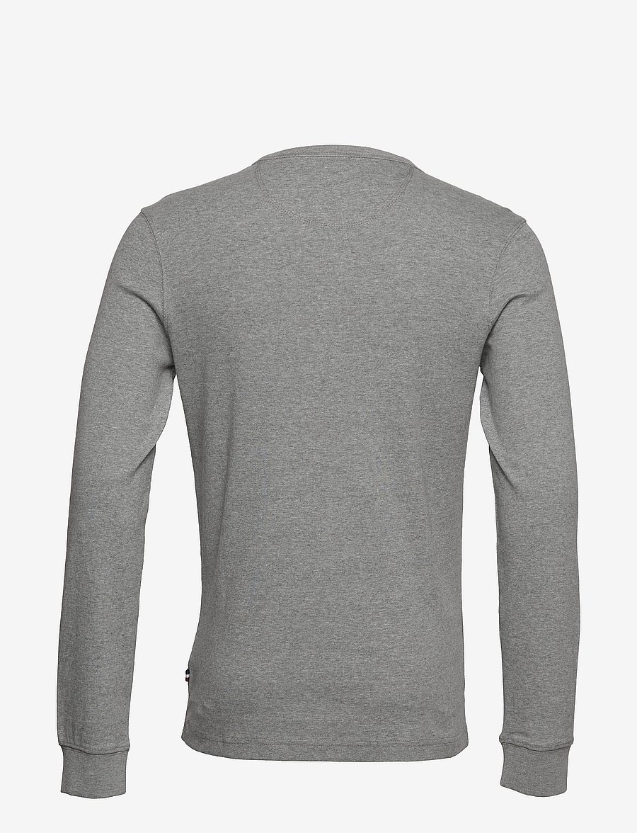 Lindbergh - Solid gradad w contrast fabric L/S - langärmelige t-shirts - grey mel - 2
