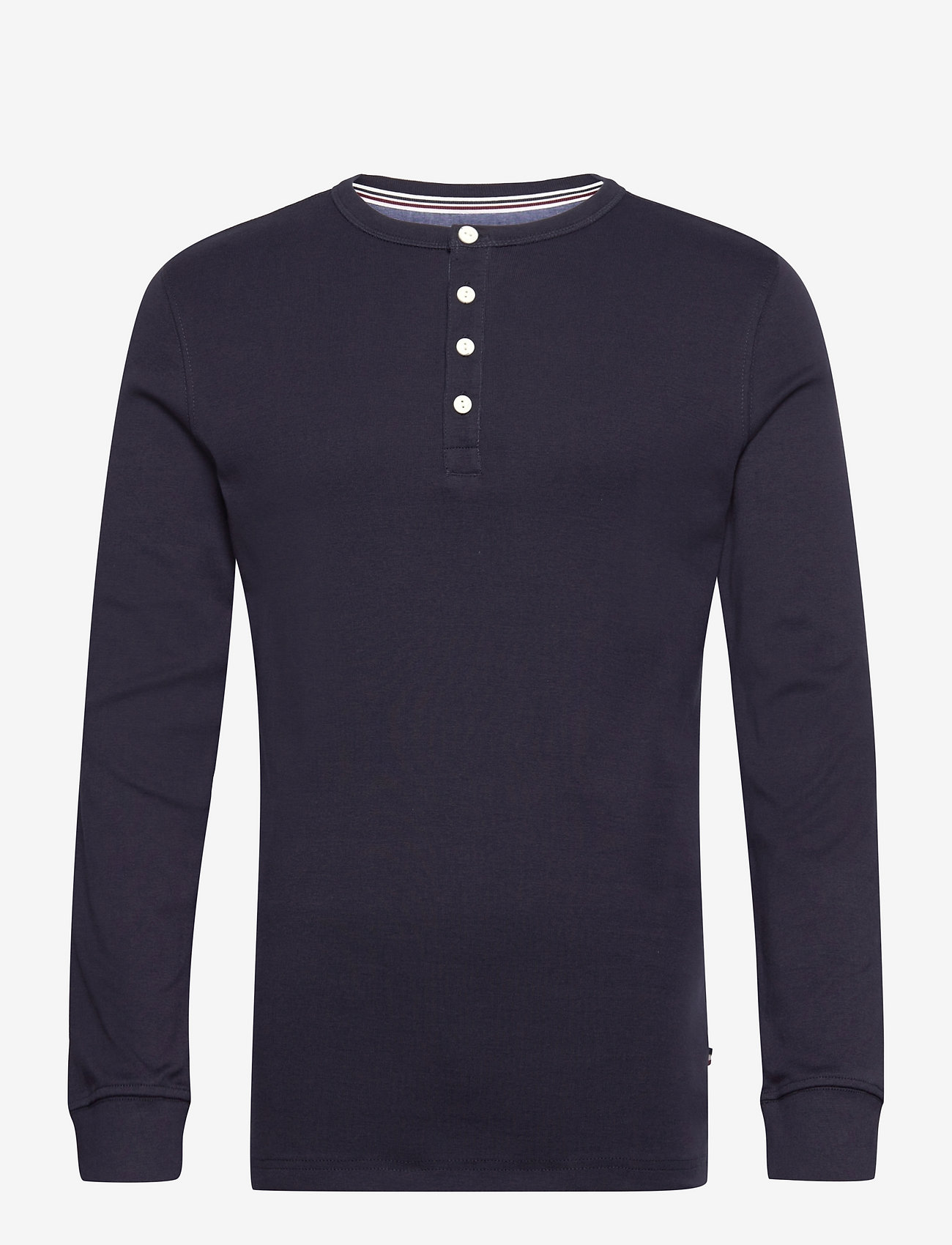 Lindbergh - Solid gradad w contrast fabric L/S - långärmade t-shirts - navy - 1