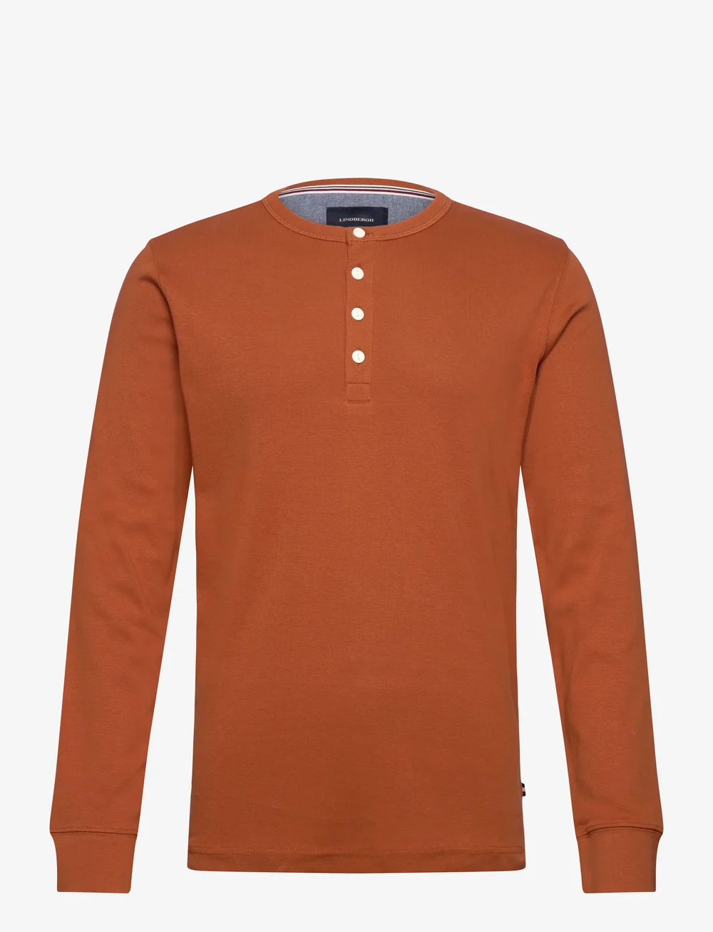 Lindbergh - Solid gradad w contrast fabric L/S - langærmede t-shirts - rust orange - 1