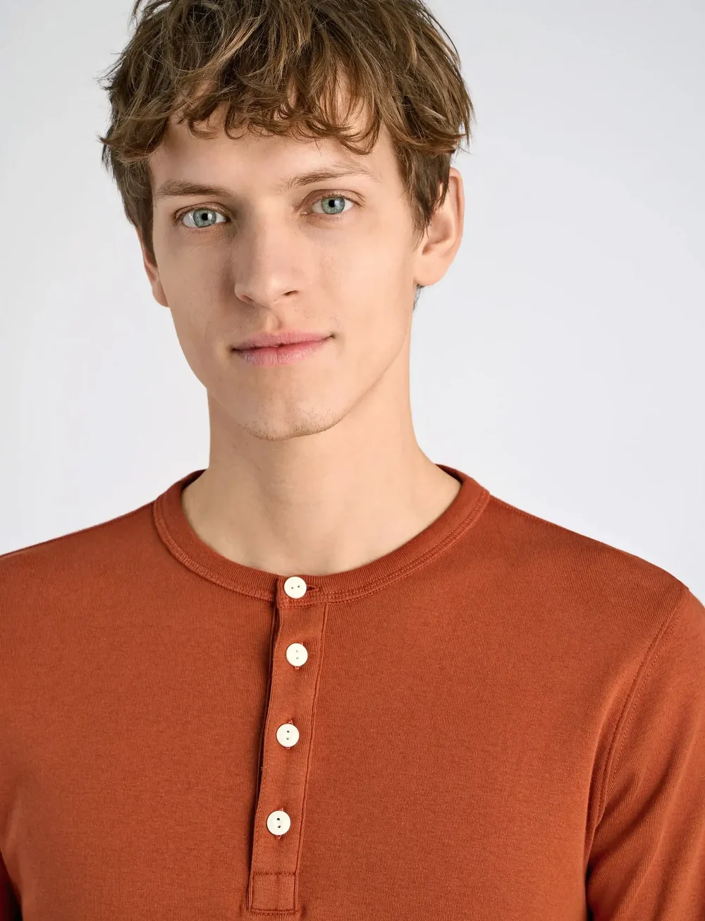 Lindbergh - Solid gradad w contrast fabric L/S - langærmede t-shirts - rust orange - 3