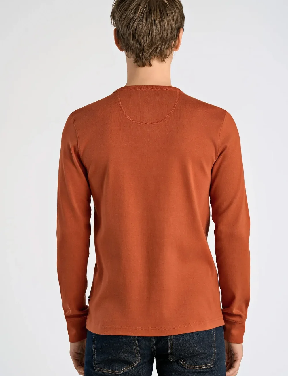 Lindbergh - Solid gradad w contrast fabric L/S - langærmede t-shirts - rust orange - 4