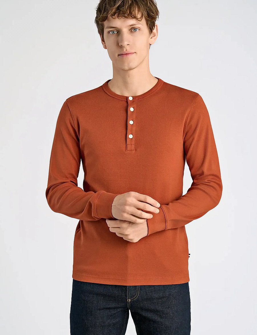 Lindbergh - Solid gradad w contrast fabric L/S - pikkade varrukatega t-särgid - rust orange - 5