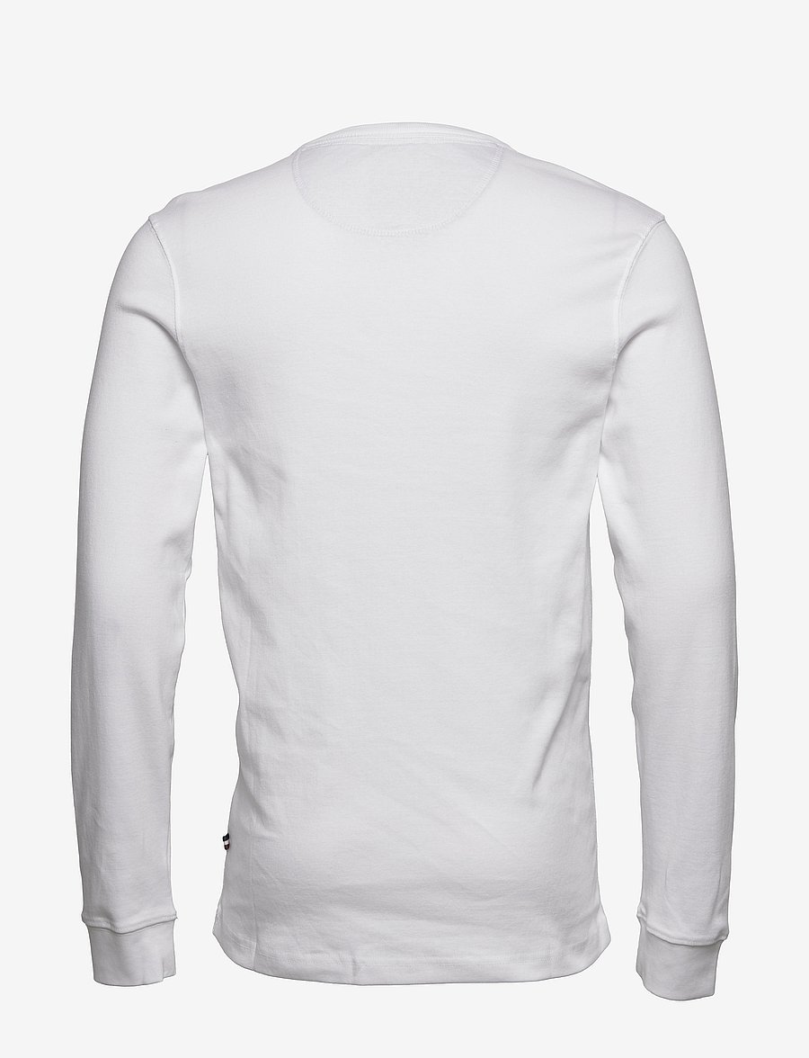 Lindbergh - Solid gradad w contrast fabric L/S - langärmelige t-shirts - white - 2