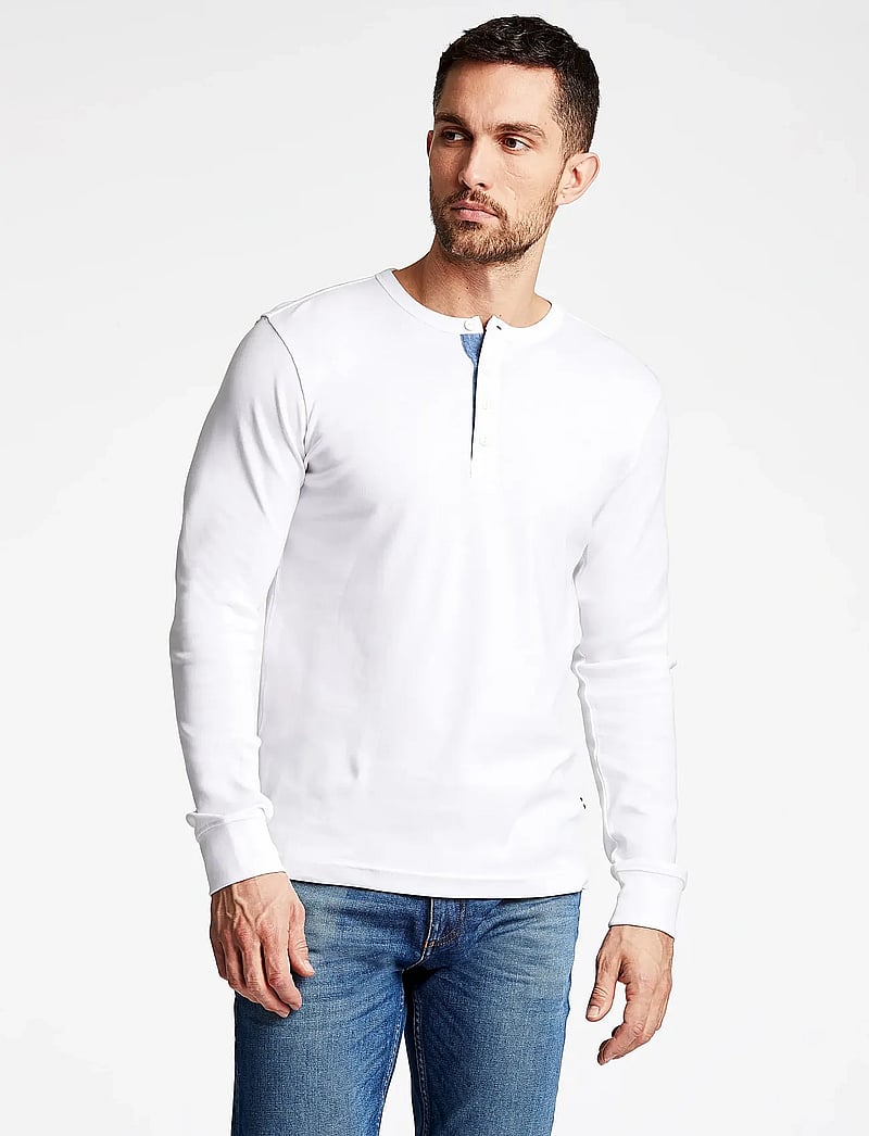 Lindbergh - Solid gradad w contrast fabric L/S - langärmelig - white - 0