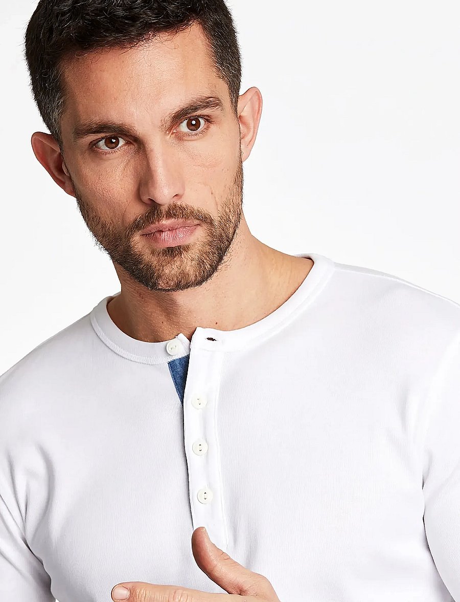 Lindbergh - Solid gradad w contrast fabric L/S - langärmelige t-shirts - white - 5