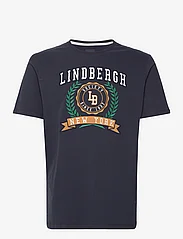 Lindbergh - Brand carrier print tee S/S - kortärmade t-shirts - navy - 0