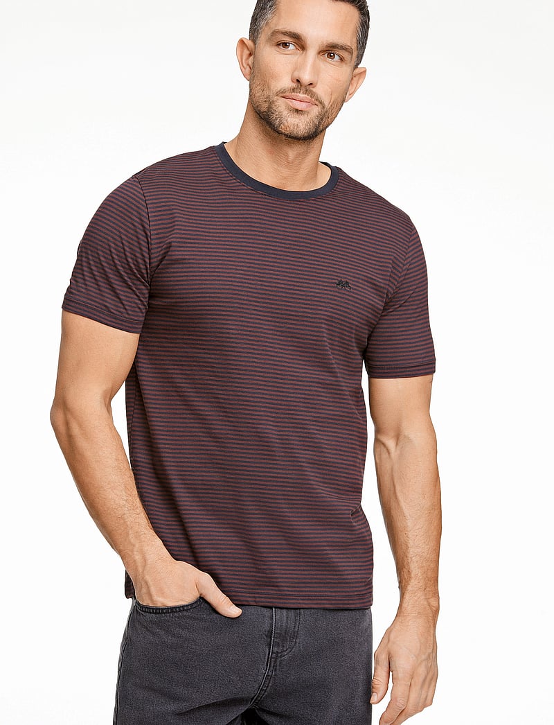Lindbergh - Stripe tee - kurzärmelig - deep burgundy - 0