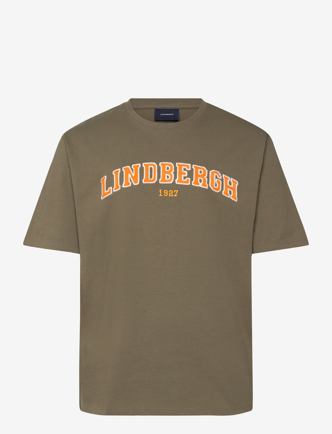 Lindbergh - Oversize logo tee - kortärmade t-shirts - dk dusty olive - 0