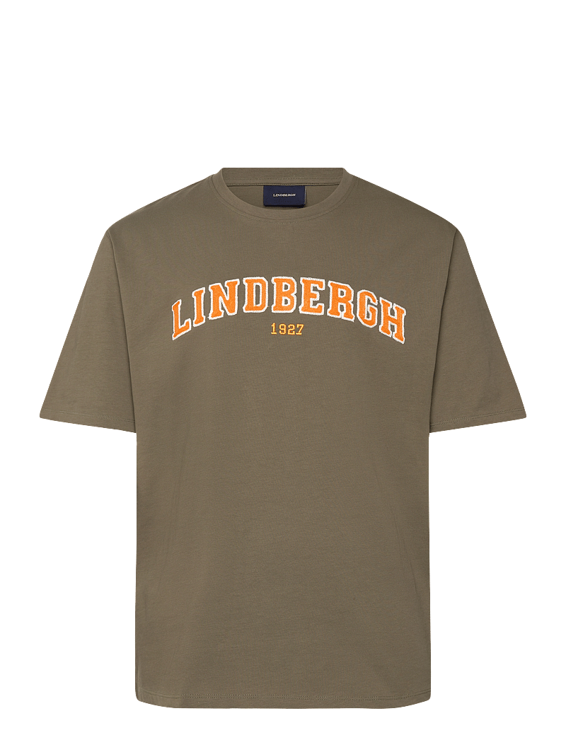 Lindbergh - Oversize logo tee - kurzärmelig - dk dusty olive - 0