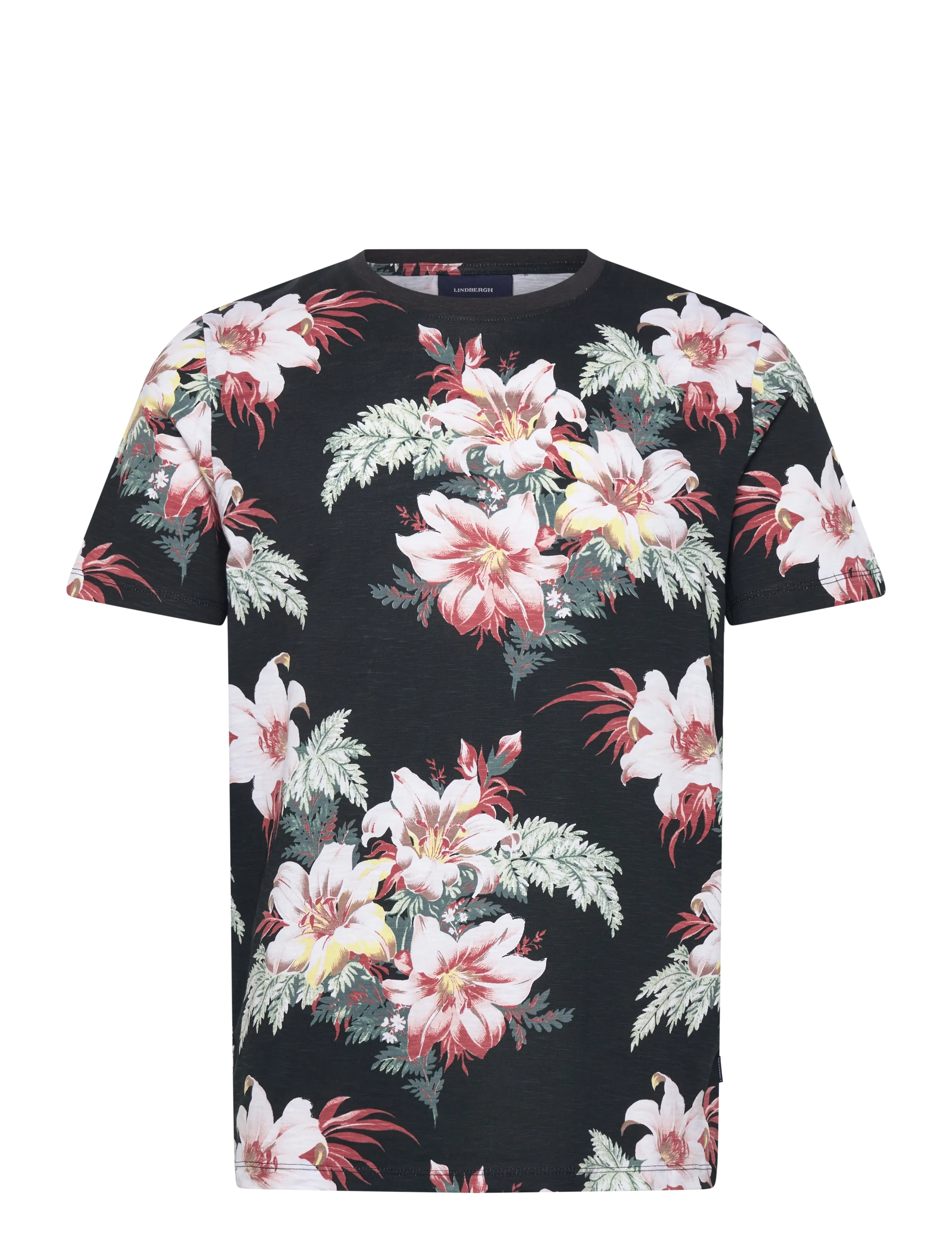 Lindbergh Slub AOP tee S/S - T-skjorter - BLACK / black