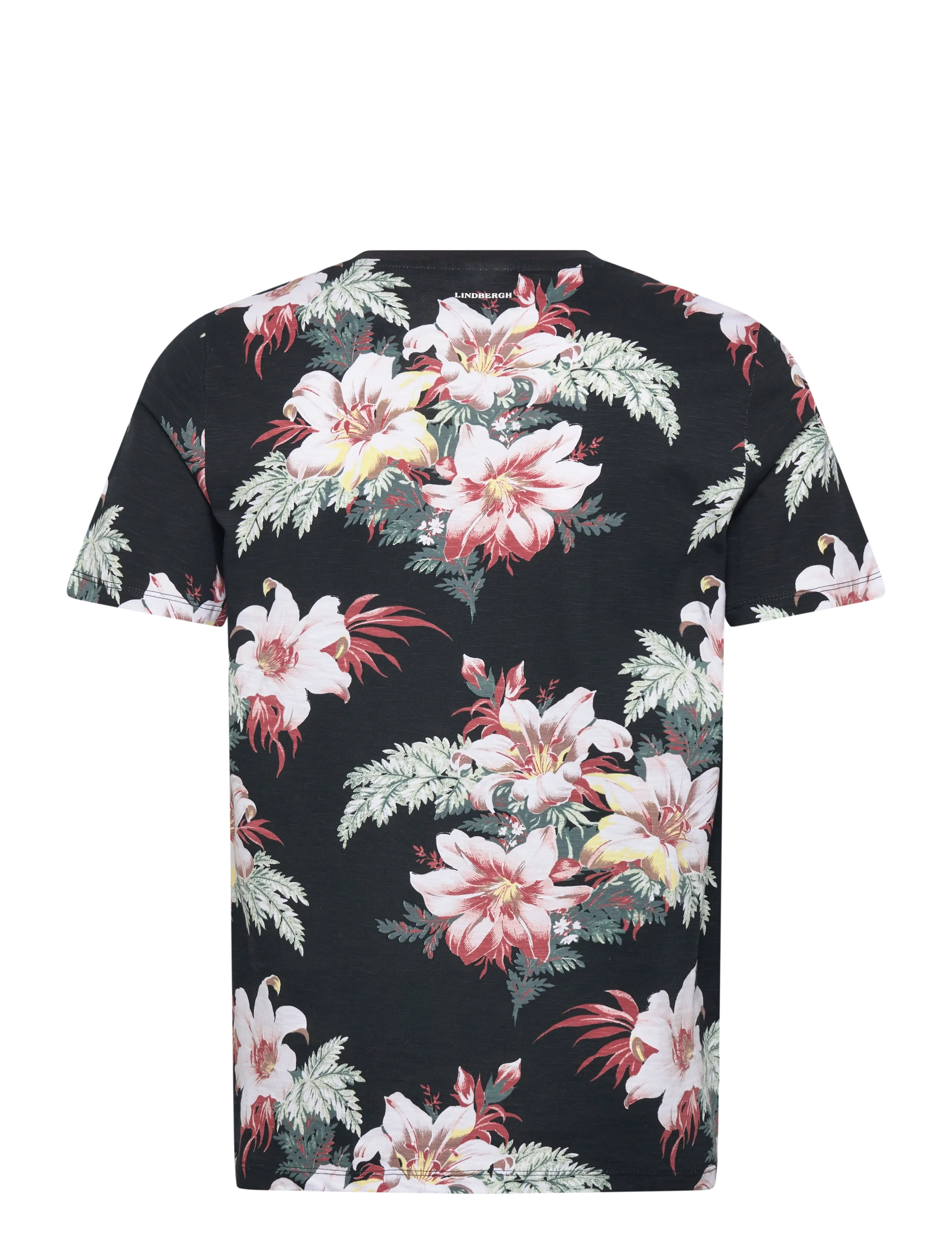 Lindbergh - Slub AOP tee S/S - kortärmade t-shirts - black - 2