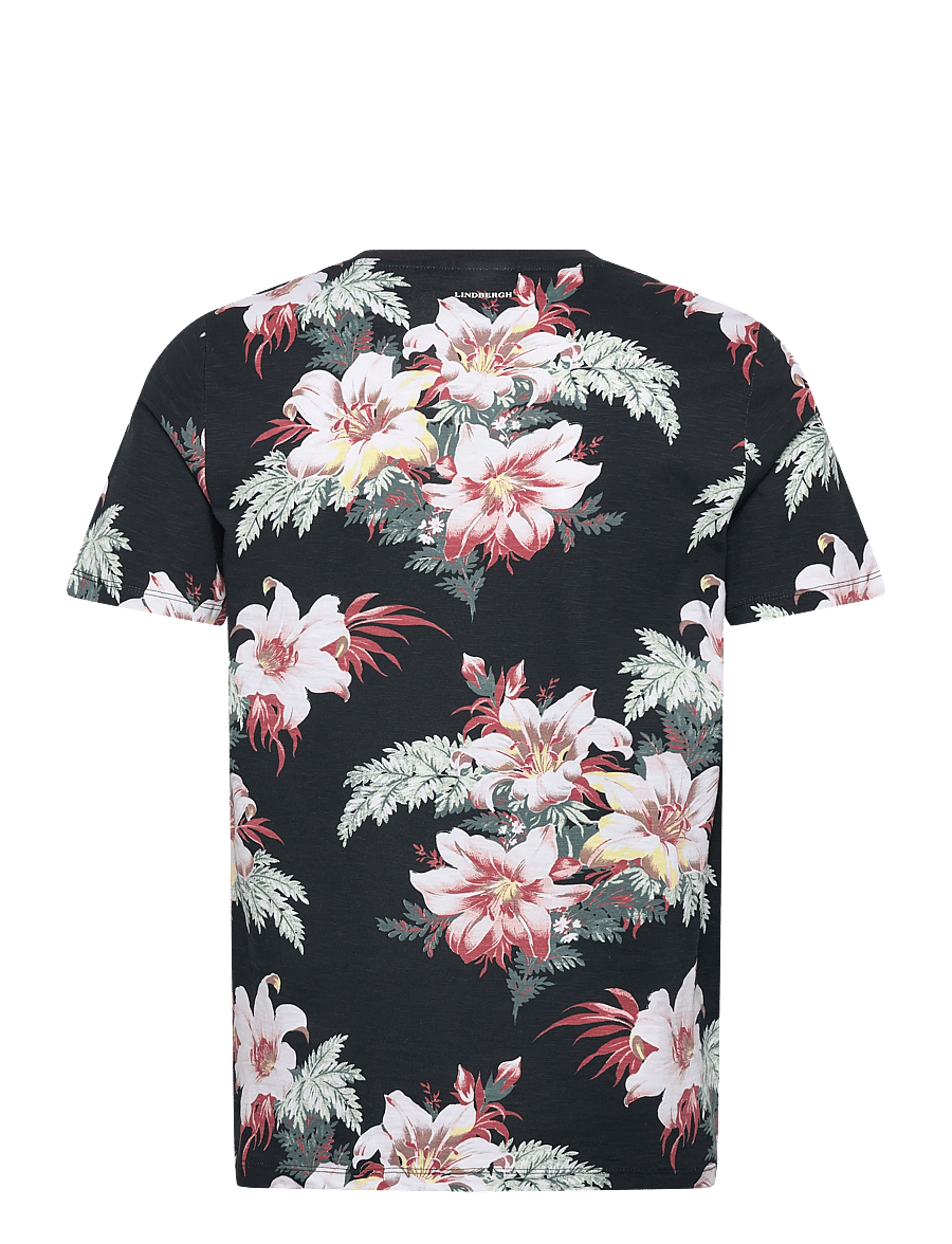 Lindbergh - Slub AOP tee S/S - kortærmede t-shirts - black - 2