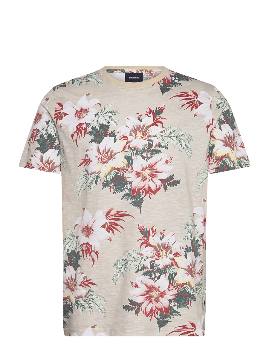 Lindbergh - Slub AOP tee S/S - lühikeste varrukatega t-särgid - smoke white - 1