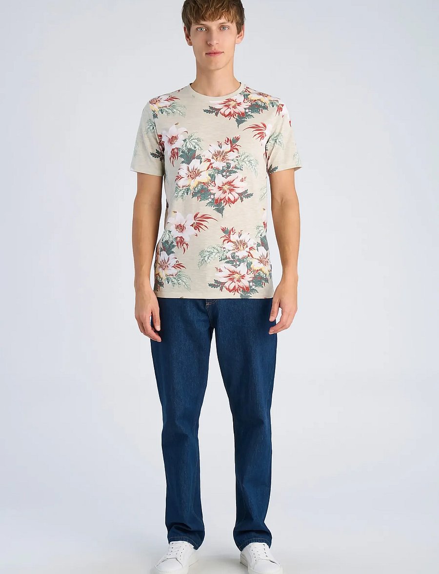 Lindbergh - Slub AOP tee S/S - lühikeste varrukatega t-särgid - smoke white - 0