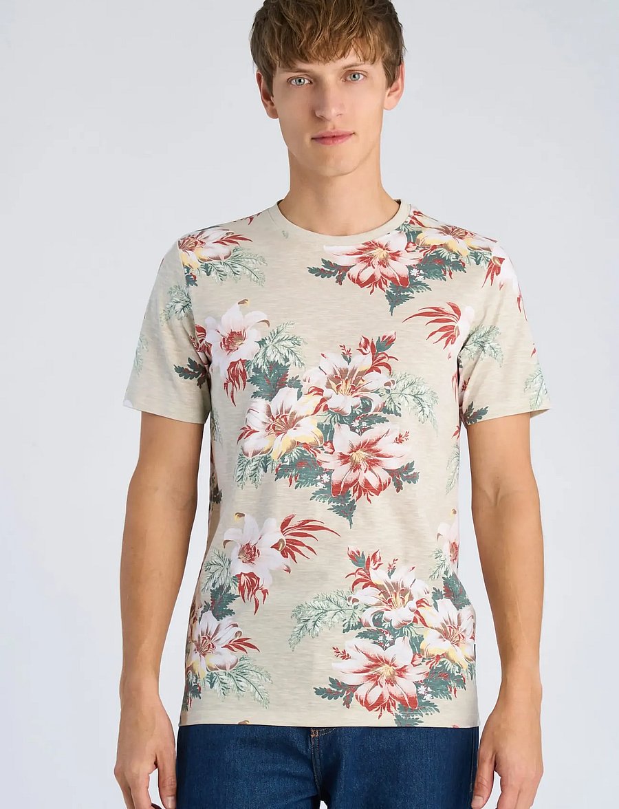 Lindbergh - Slub AOP tee S/S - lühikeste varrukatega t-särgid - smoke white - 3