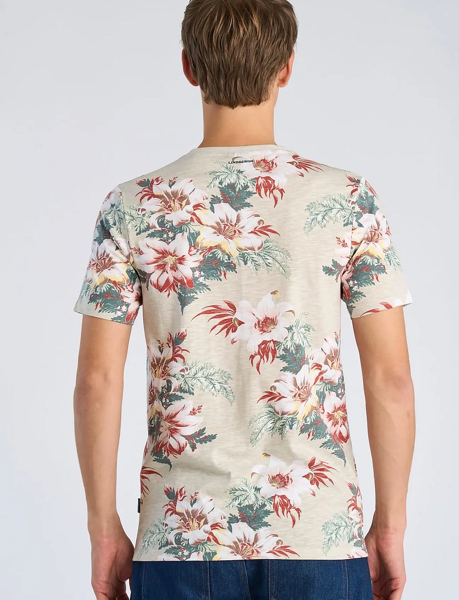 Lindbergh - Slub AOP tee S/S - lühikeste varrukatega t-särgid - smoke white - 4