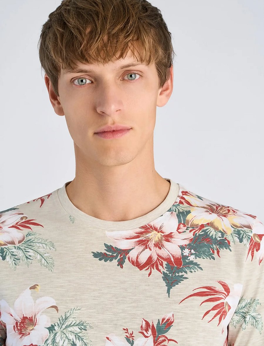 Lindbergh - Slub AOP tee S/S - lühikeste varrukatega t-särgid - smoke white - 5
