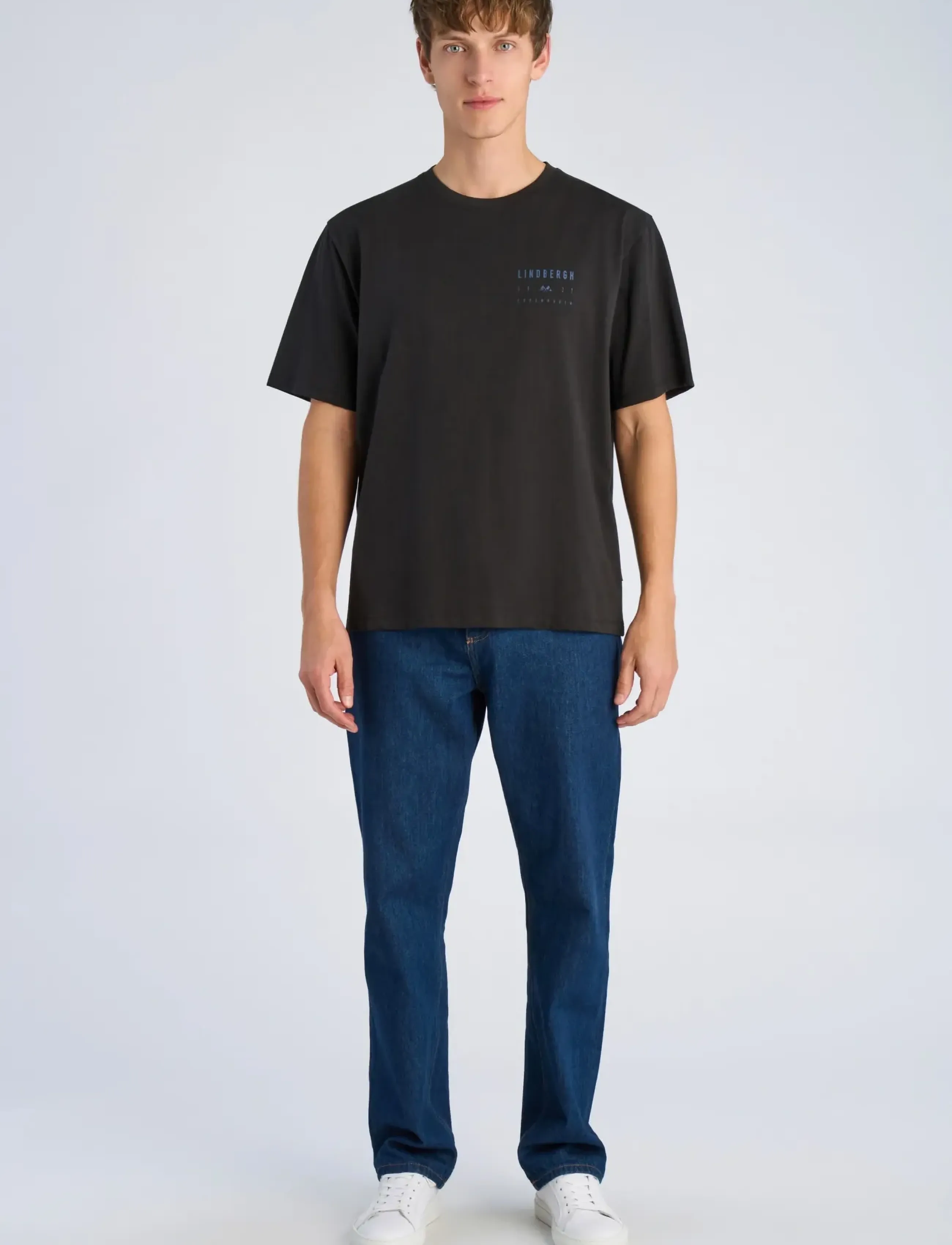 Lindbergh Oversized Print Tee S/S, Mænd, Oversize Print T-Shirt, Sort, Str: L