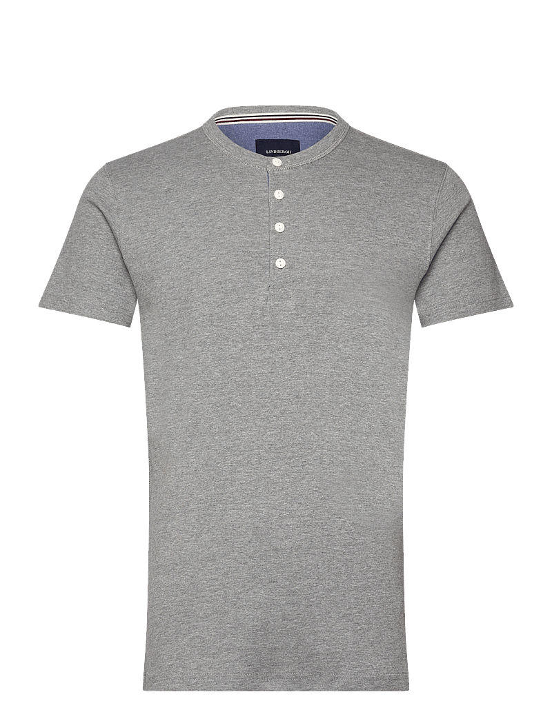 Lindbergh - Ribbed granddad tee S/S - kurzärmelig - grey mel - 0