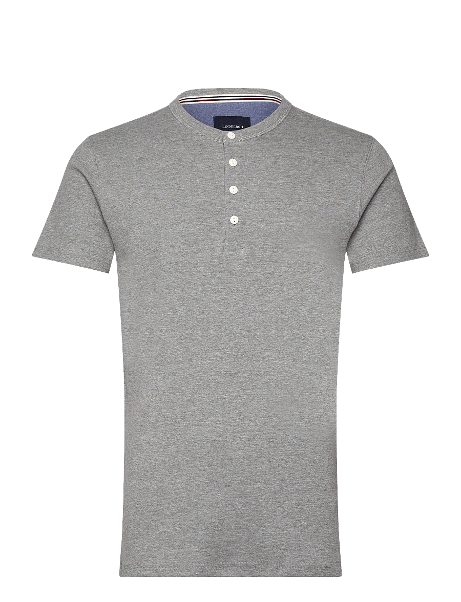 Lindbergh - Ribbed granddad tee S/S - grey mel - 0