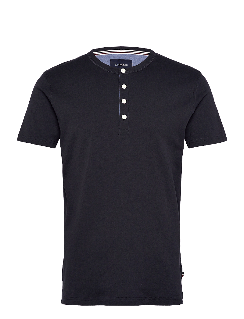 Lindbergh - Ribbed granddad tee S/S - lühikeste varrukatega t-särgid - navy - 0