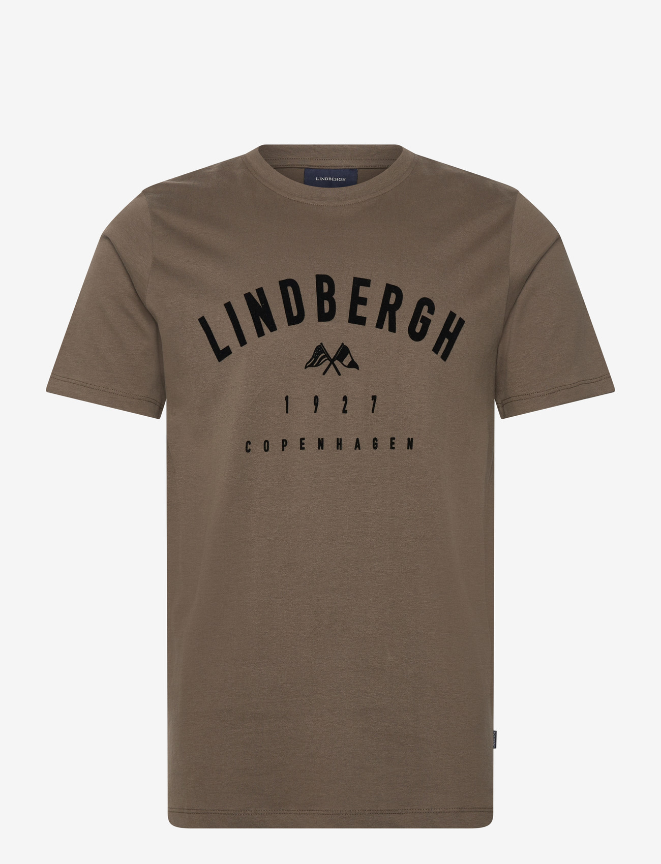 Lindbergh - Logo tee S/S - kortärmade t-shirts - dk dusty brown - 0