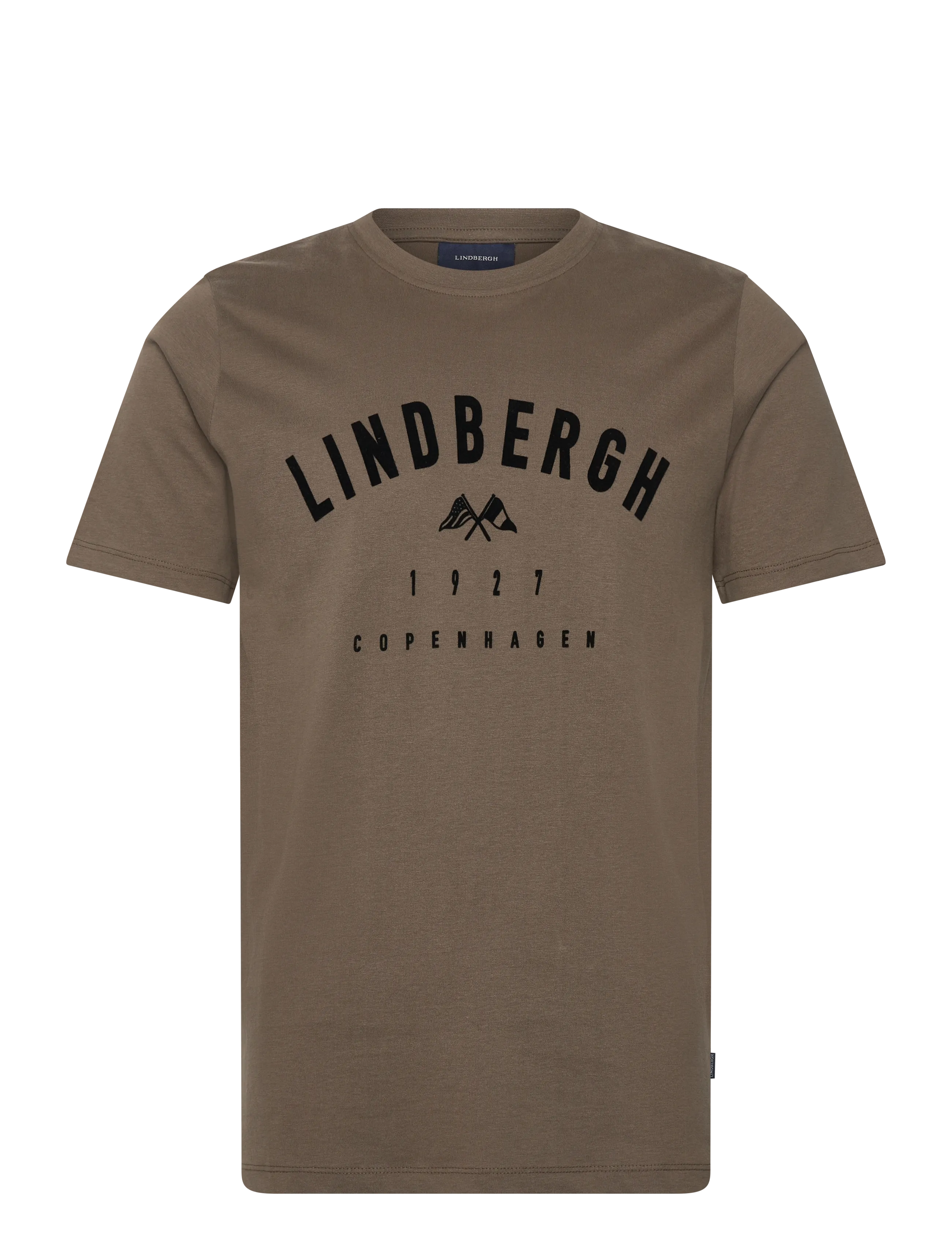 Lindbergh Logo tee S/S - Lindbergh - DK DUSTY BROWN / brown