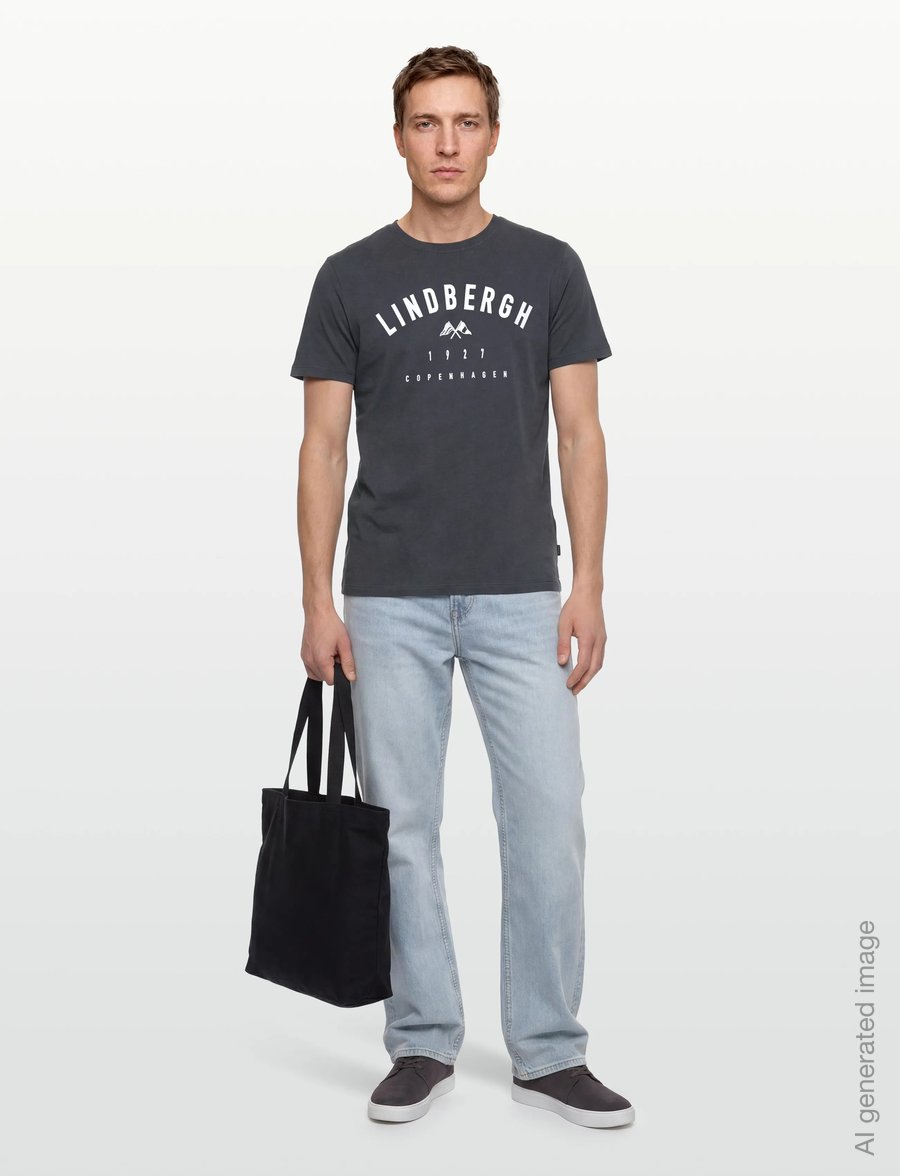 Lindbergh - Logo tee S/S - short-sleeved t-shirts - indigo blue - 0