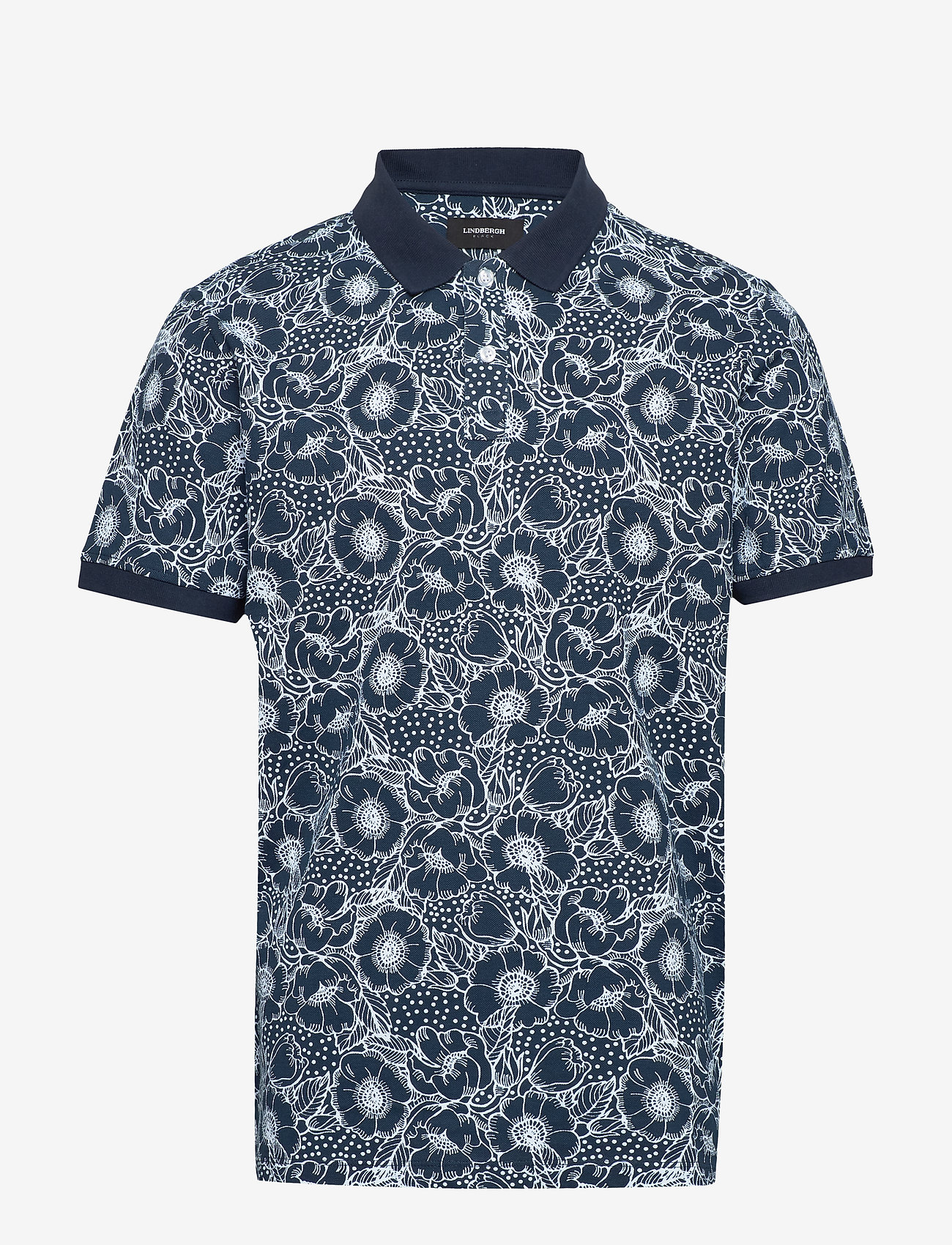 Lindbergh - AOP 2 colour polo S/S - dk blue - 0