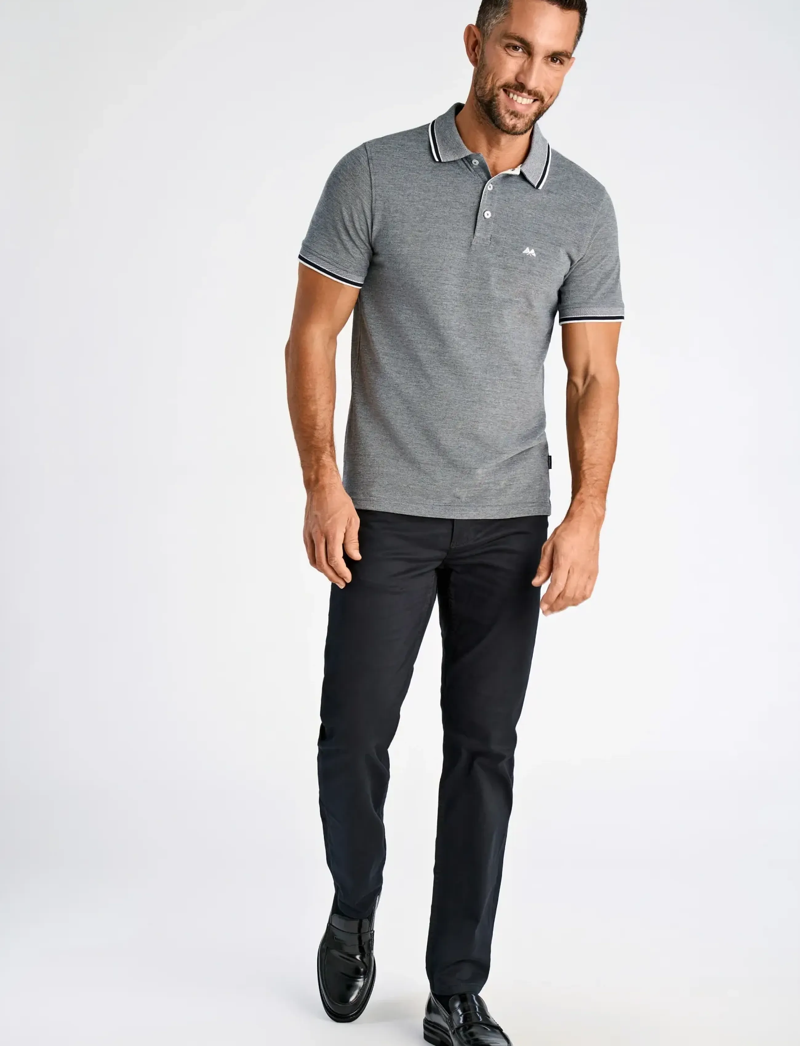 Lindbergh Orangic cotton polo piqué S/S- rela - Pikeepaidat - NAVY-GREEN / grey