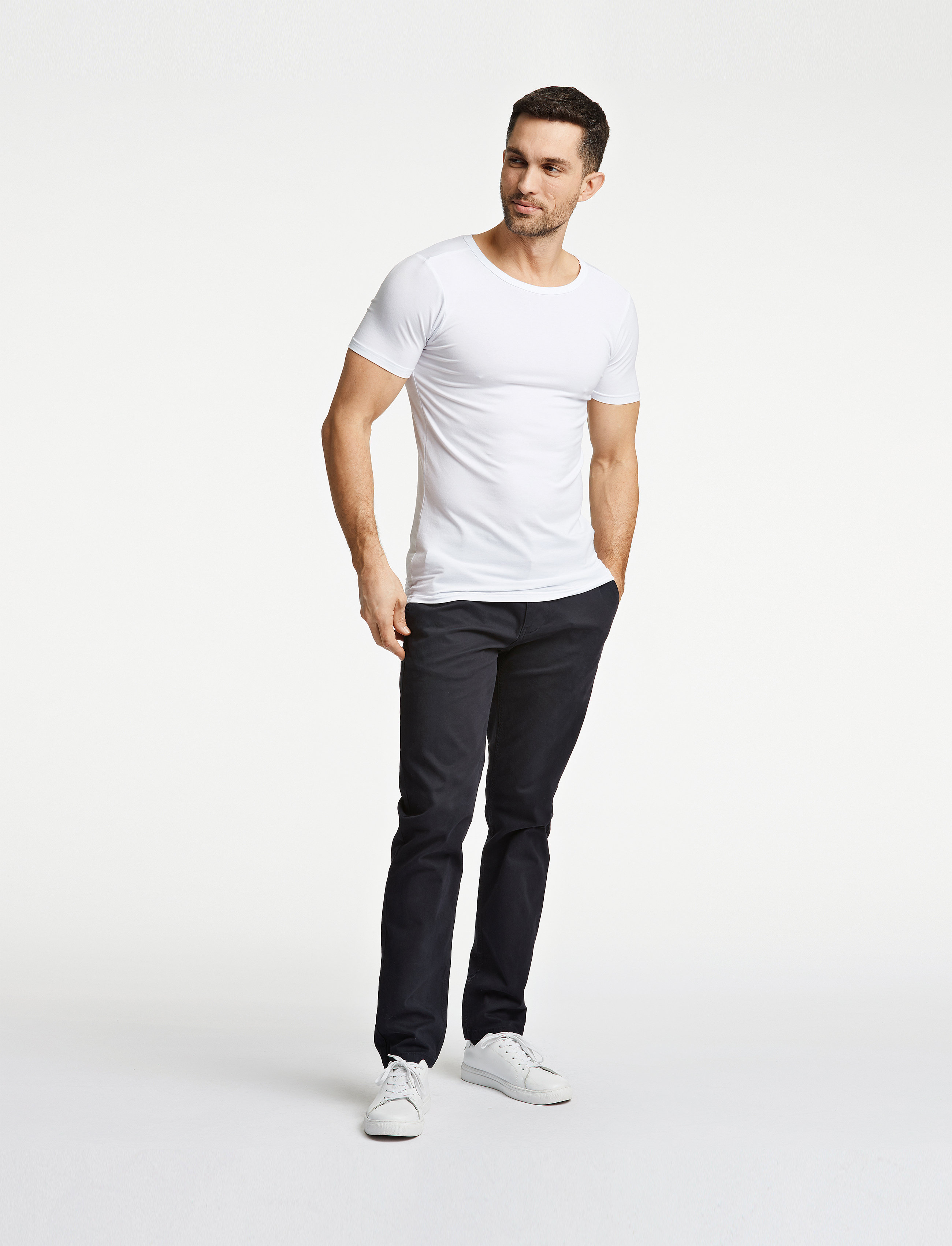 Lindbergh Basic Bamboo Tee S/S 2 Pack, Mænd, Basic Kortærmet T-shirt, Hvid, Str: M