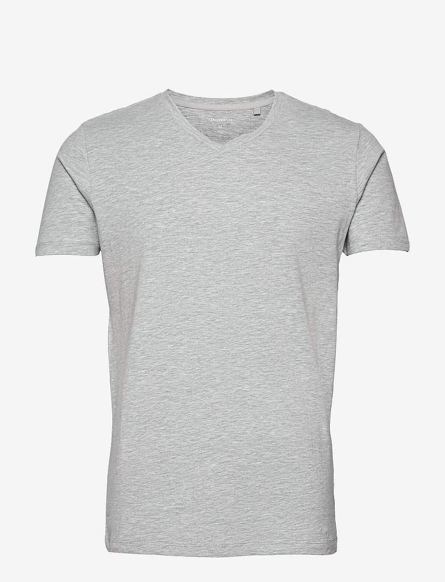 Lindbergh - Mens stretch v-neck tee S/S - t-skjorte med v-hals - grey mel - 1
