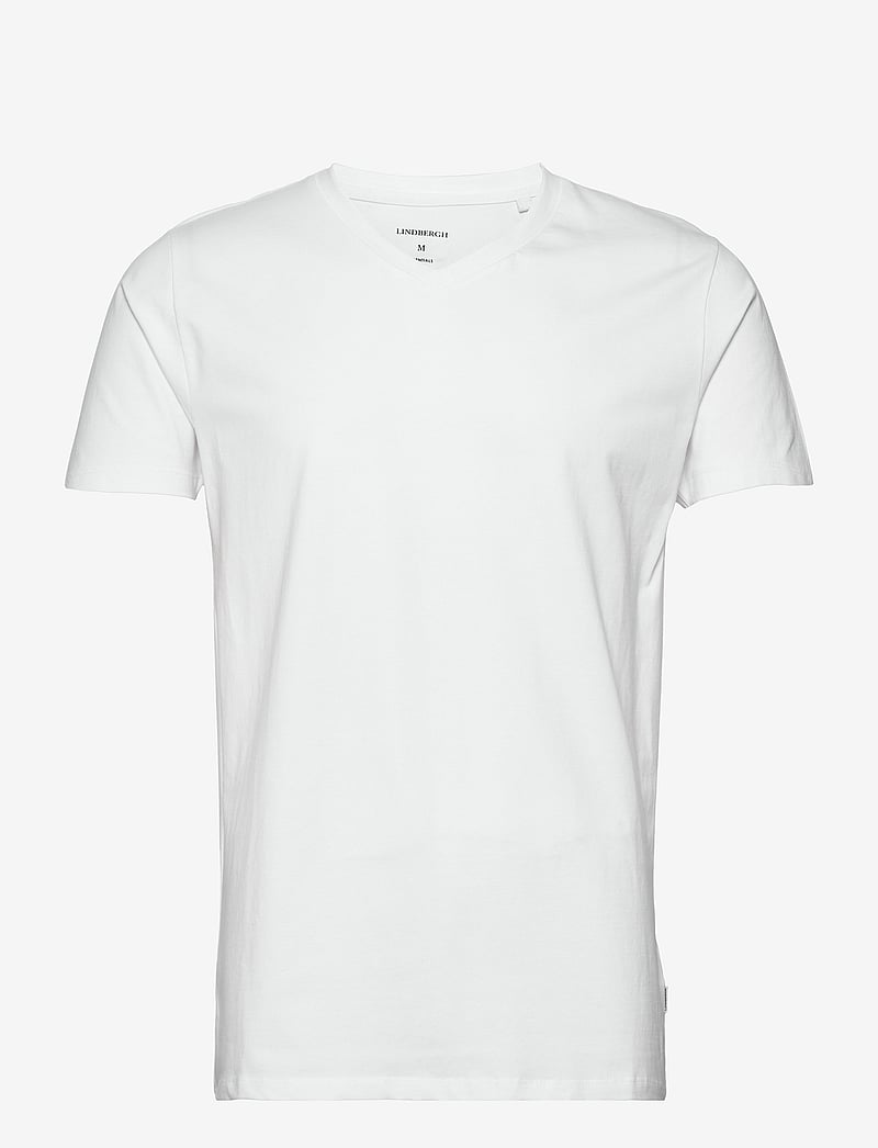 Lindbergh - Mens stretch v-neck tee S/S - t-shirts mit v-ausschnitt - white - 1