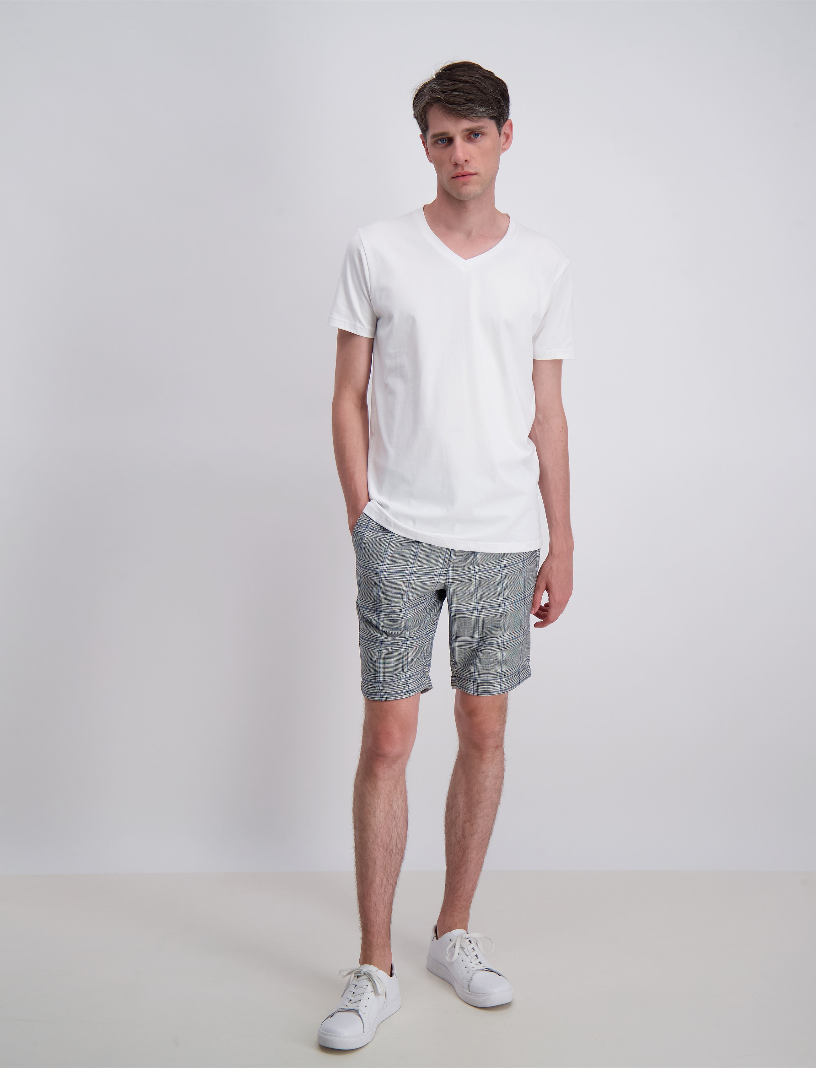 Lindbergh Mens Stretch V-Neck Tee S/S, XL, T-shirts, Weiß - Short-sleeved, Männerswear