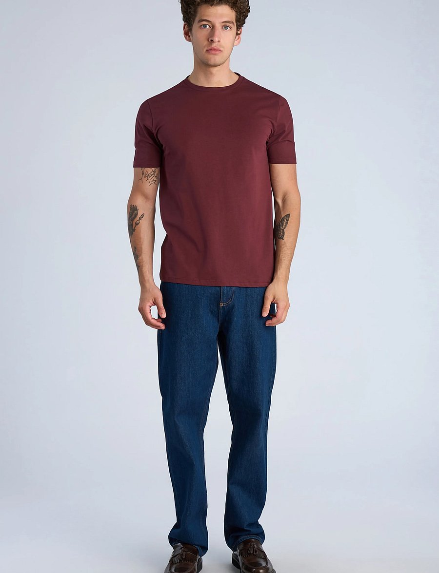 Lindbergh - Mens stretch crew neck tee s/s - lühikeste varrukatega t-särgid - deep burgundy - 0