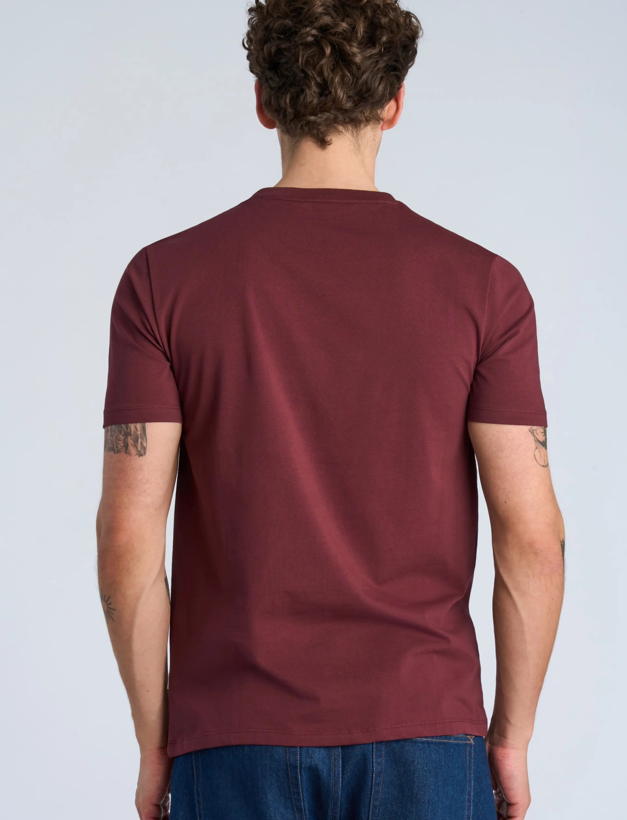 Lindbergh - Mens stretch crew neck tee s/s - lühikeste varrukatega t-särgid - deep burgundy - 4