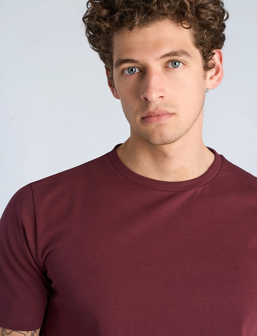 Lindbergh - Mens stretch crew neck tee s/s - lühikeste varrukatega t-särgid - deep burgundy - 5
