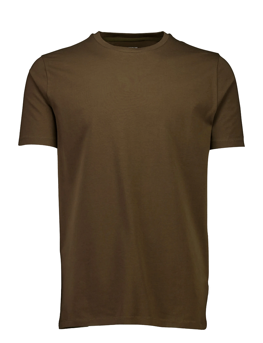 Lindbergh - Mens stretch crew neck tee s/s - kurzärmelige t-shirts - dk brown - 1