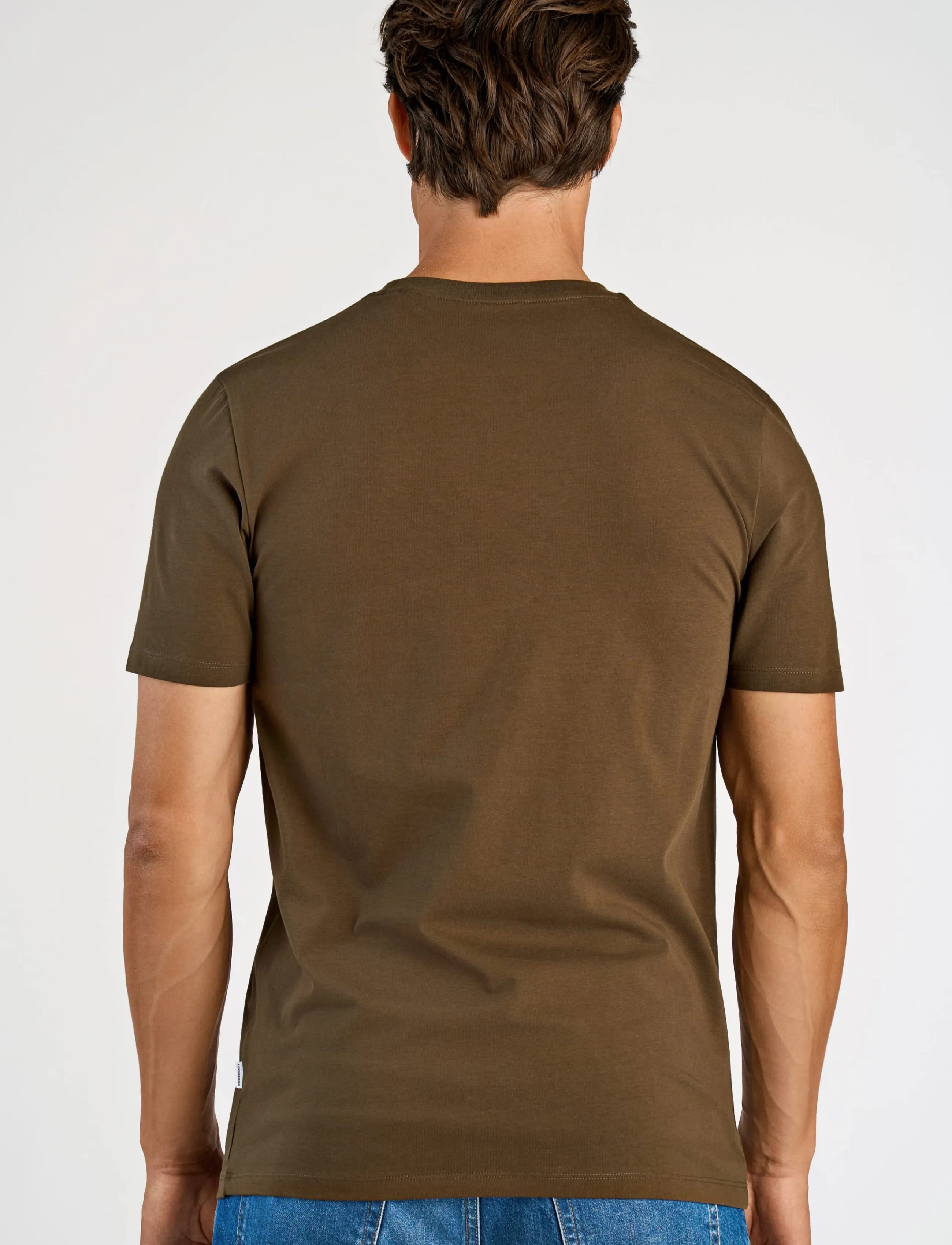 Lindbergh - Mens stretch crew neck tee s/s - kortärmade t-shirts - dk brown - 4