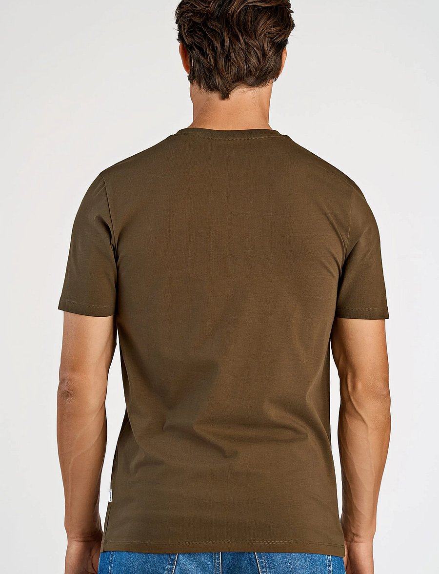 Lindbergh - Mens stretch crew neck tee s/s - kurzärmelige t-shirts - dk brown - 4