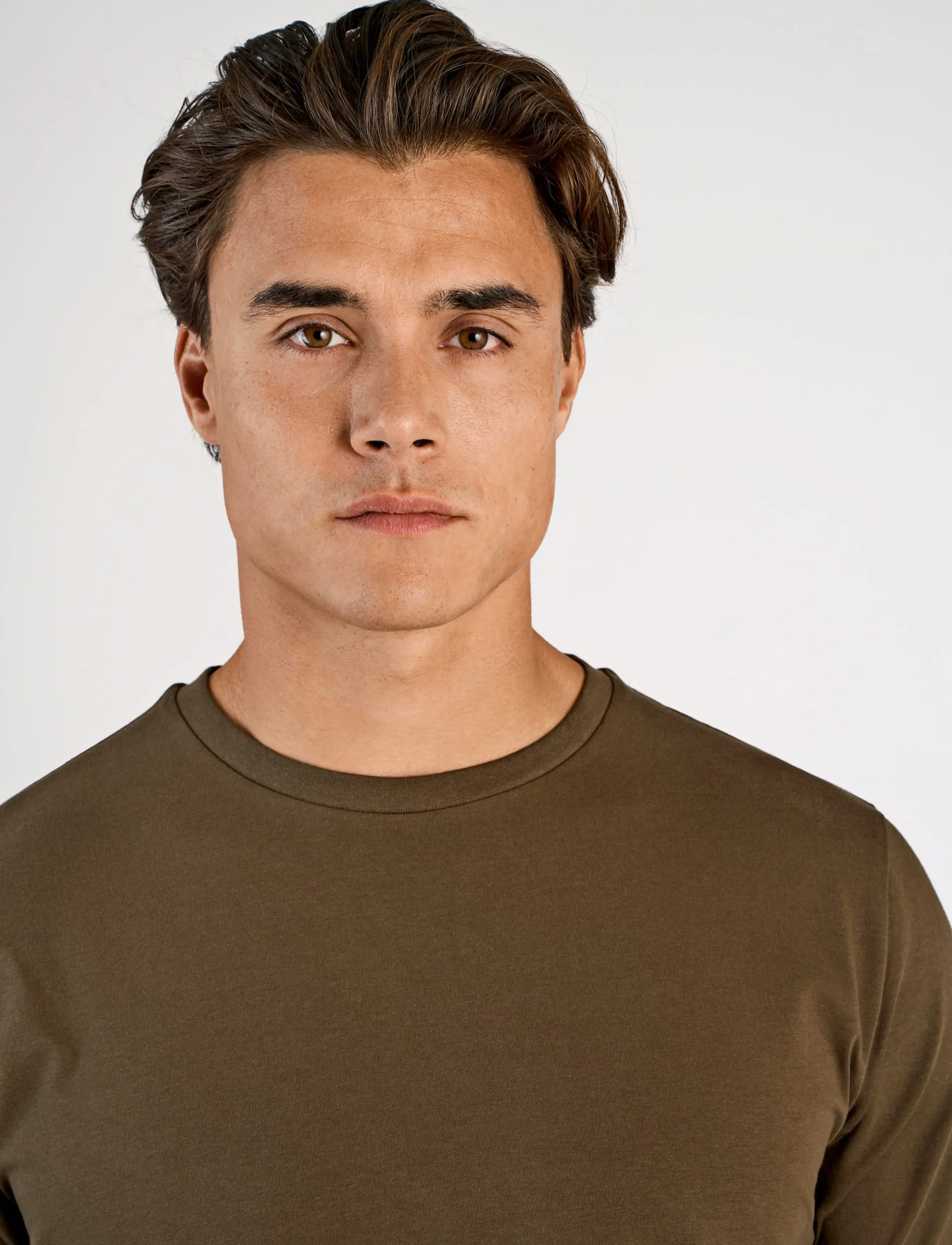 Lindbergh - Mens stretch crew neck tee s/s - kortärmade t-shirts - dk brown - 5