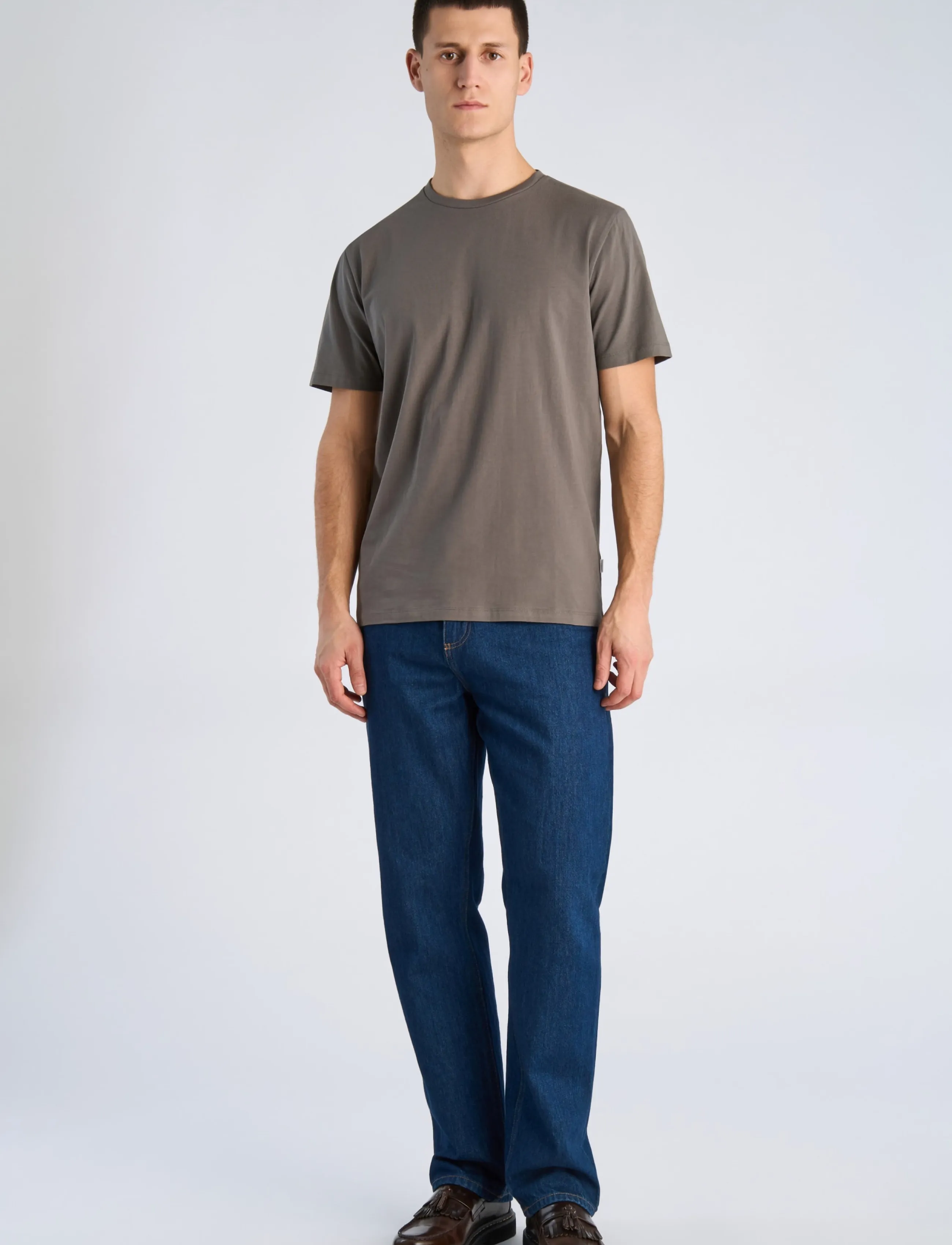 Lindbergh Mens stretch crew neck tee s/s - Lindbergh - GREY STONE / grey