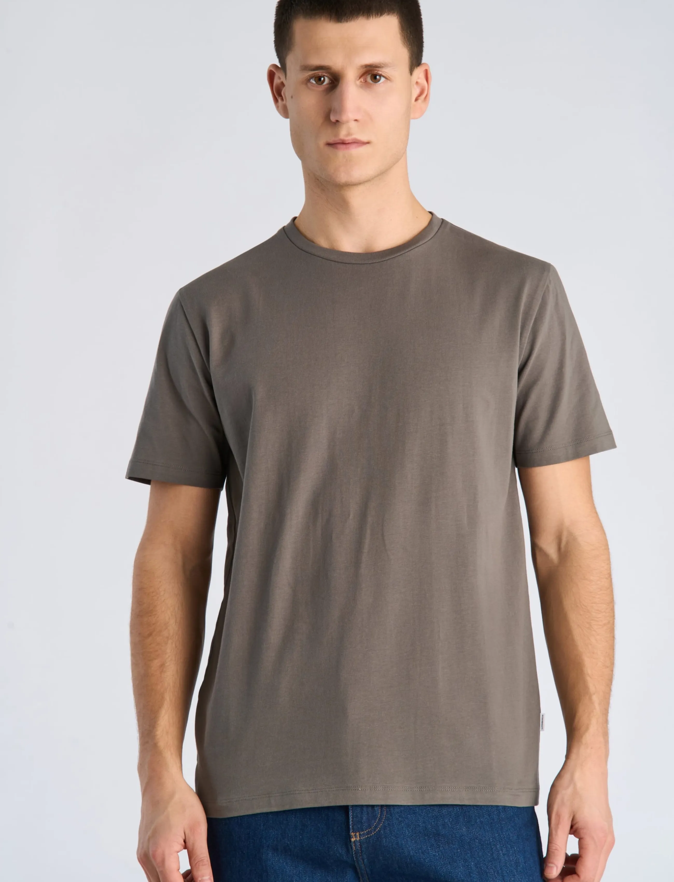 Lindbergh - Mens stretch crew neck tee s/s - kortärmade t-shirts - grey stone - 3