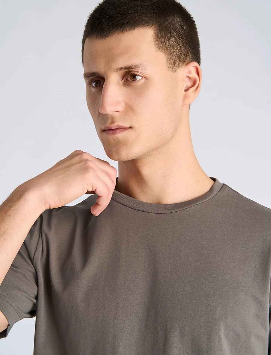 Lindbergh - Mens stretch crew neck tee s/s - kurzärmelige t-shirts - grey stone - 5