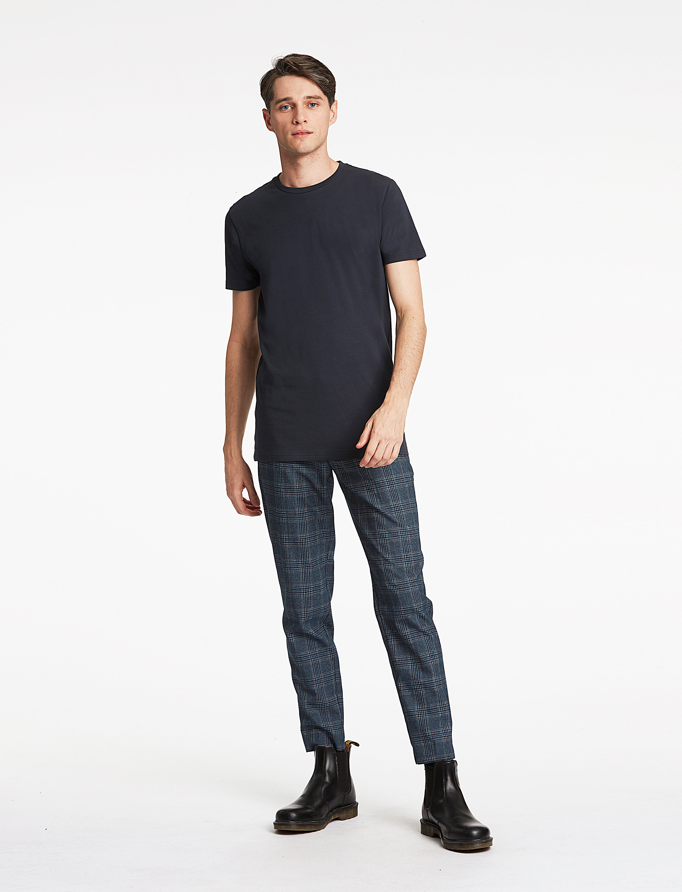 Lindbergh Mens stretch crew neck tee s/s - Kurzärmelig - NAVY / blue