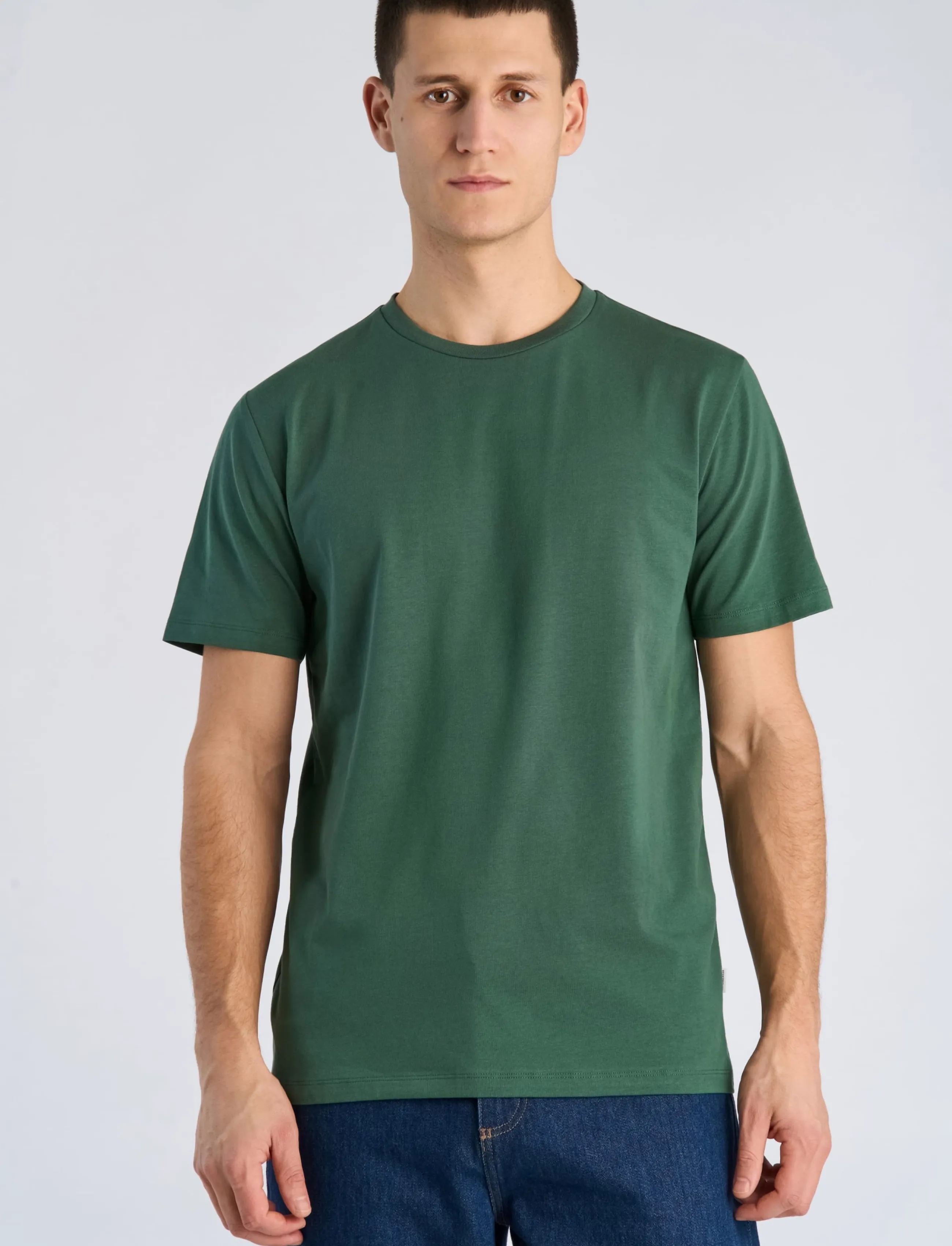 Lindbergh - Mens stretch crew neck tee s/s - kortärmade t-shirts - pine green - 3