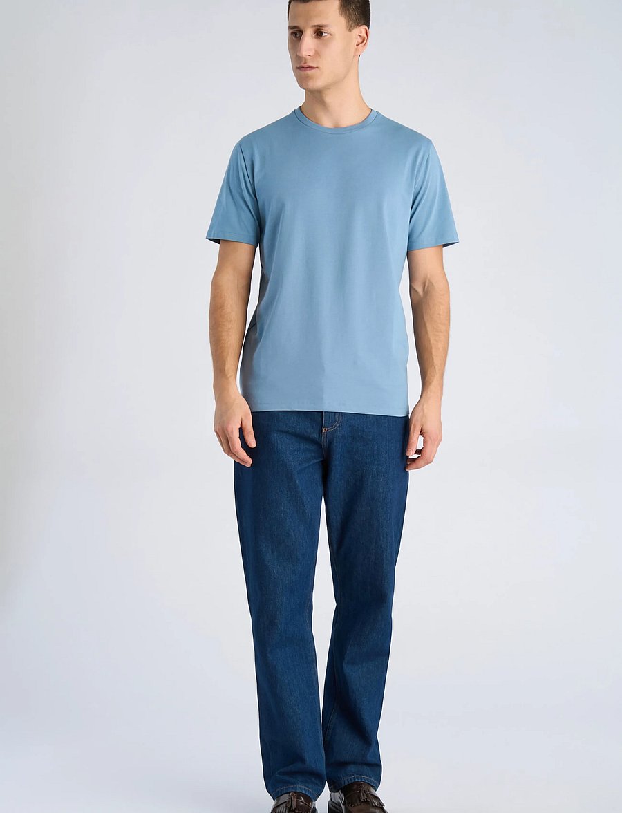 Lindbergh - Mens stretch crew neck tee s/s - kurzärmelige t-shirts - shadow blue - 0