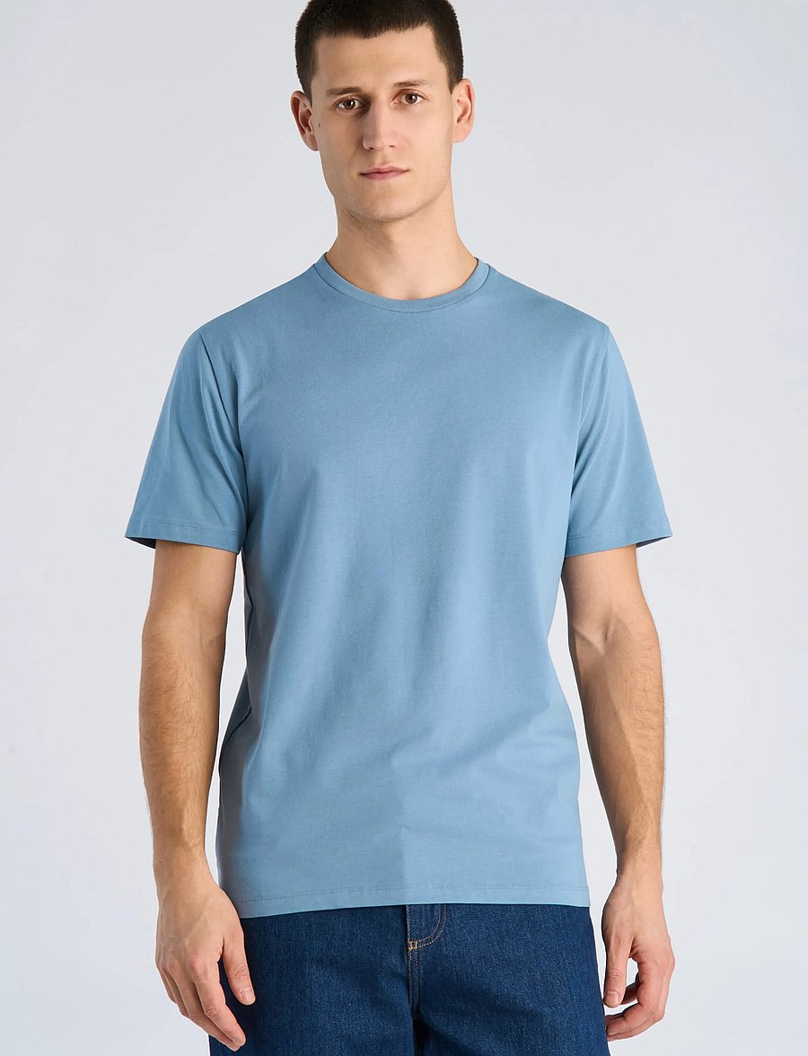 Lindbergh - Mens stretch crew neck tee s/s - kurzärmelige t-shirts - shadow blue - 3