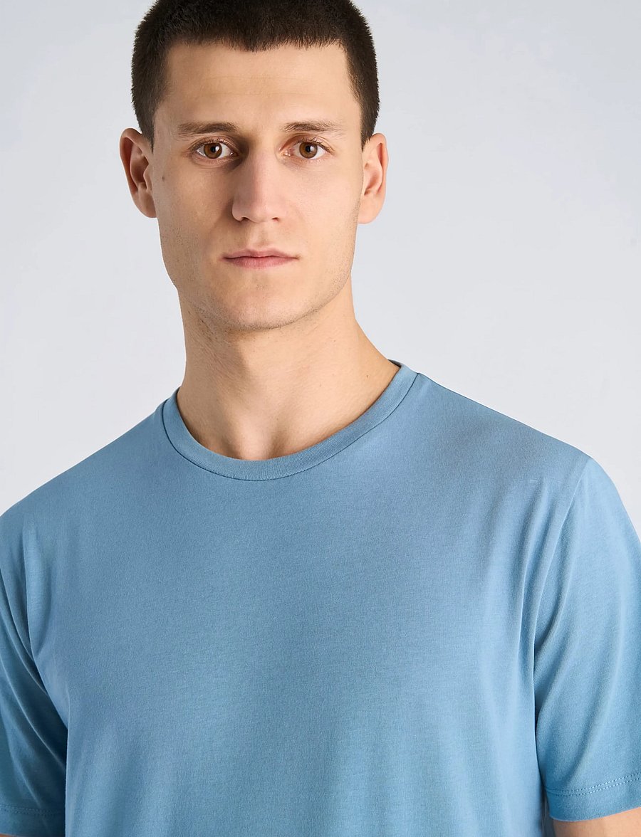 Lindbergh - Mens stretch crew neck tee s/s - kurzärmelige t-shirts - shadow blue - 5