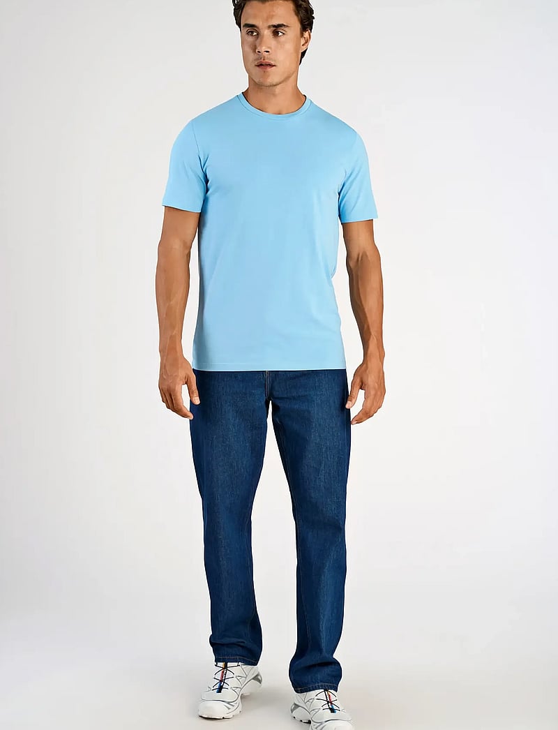 Lindbergh - Mens stretch crew neck tee s/s - short-sleeved t-shirts - surf blue - 0